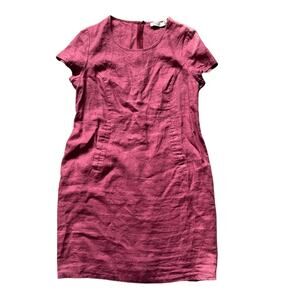 Linen Masai Nable Womens Scoop Neck Shift Dress Size Small Boysenberry Lagenlook